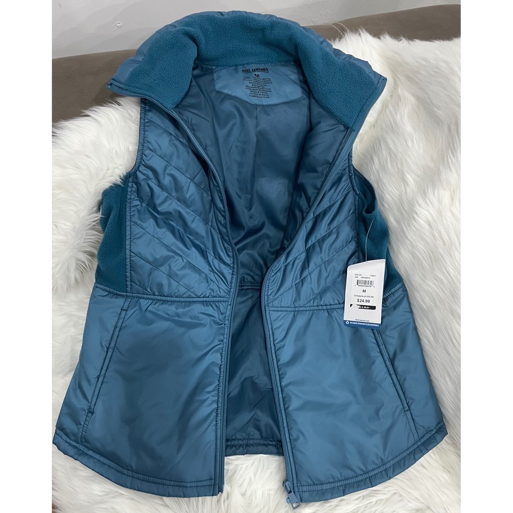 Reel Legends Women's Quilted Fleece Vest Blue Size M Full Zip NWT - Picture 7 of 7